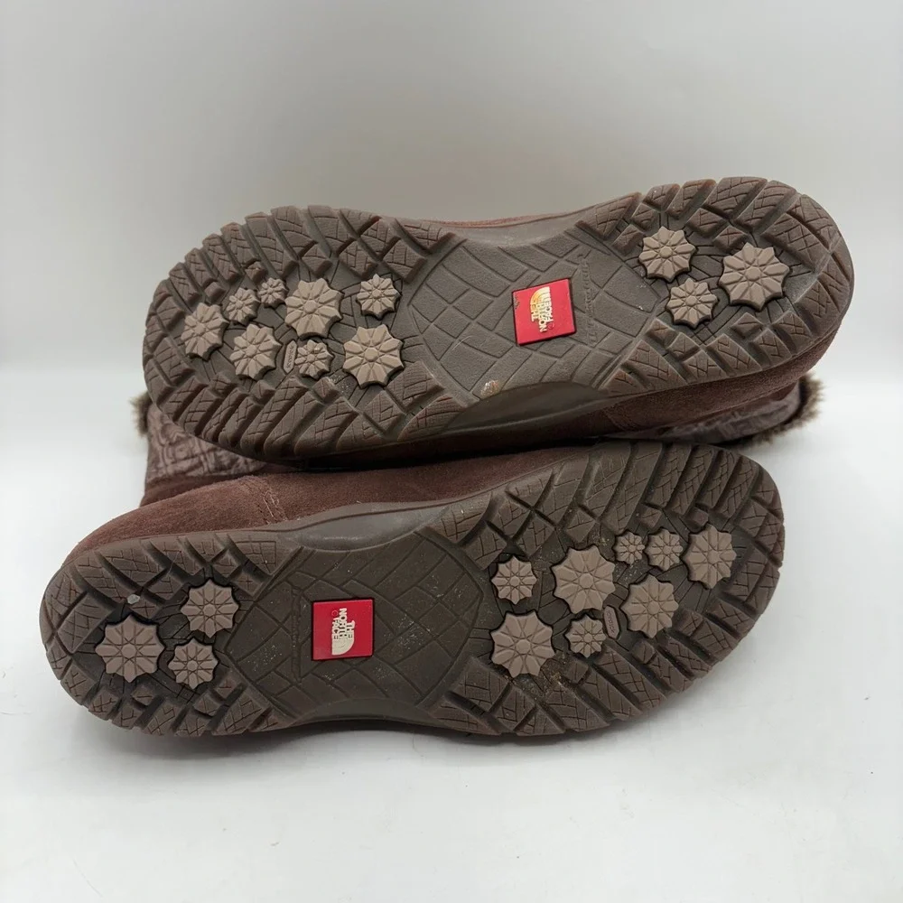 The North Face Womens Nuptse Purna II Brown Waterproof Suede Winter Boots Size 8